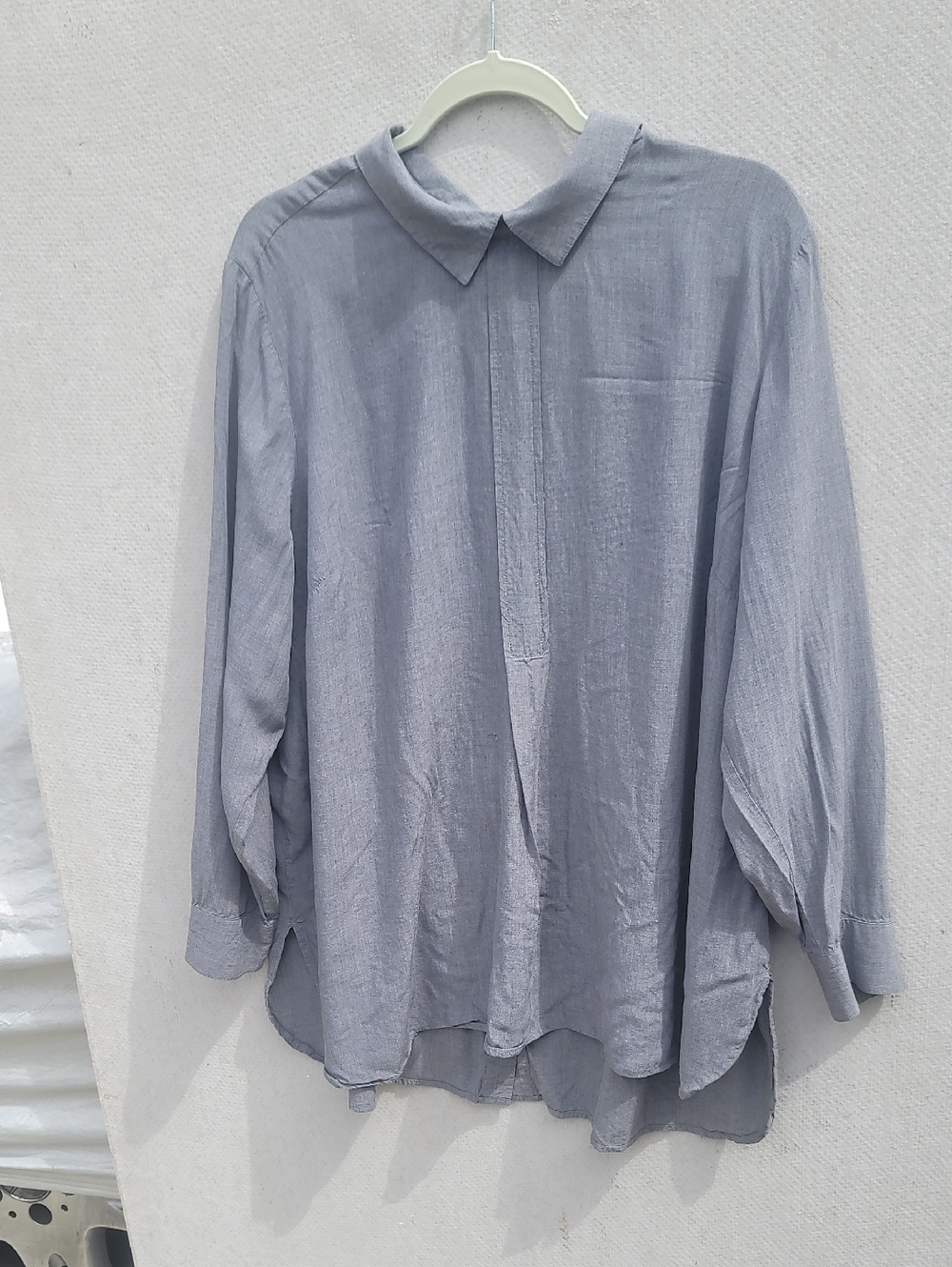 J. Jill Light Gray Button-back Closure Collar Blouse  SZ 2X
